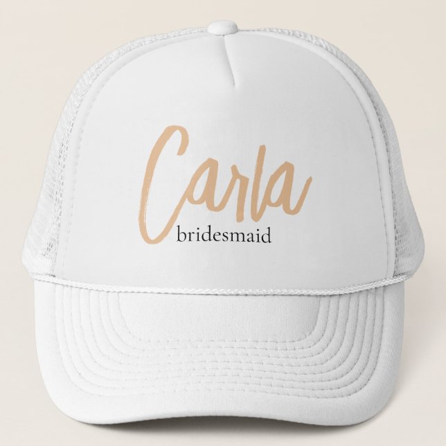 Minimalist Classy Simple Bridesmaid Favor  Trucker Hat (Front)