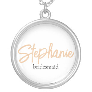 Minimalist Classy Simple Bridesmaid Personalized Silver Plated Necklace