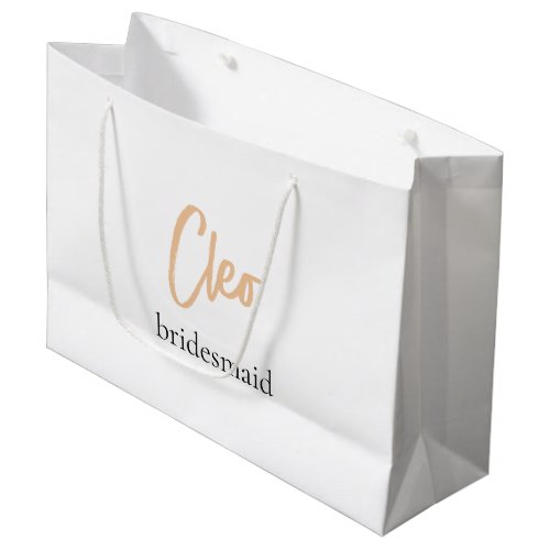 Minimalist Classy Simple Bridesmaid Personlized  Large Gift Bag