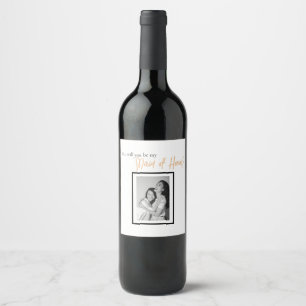 Minimalist Classy Simple Maid of Honor Proposal Wine Label
