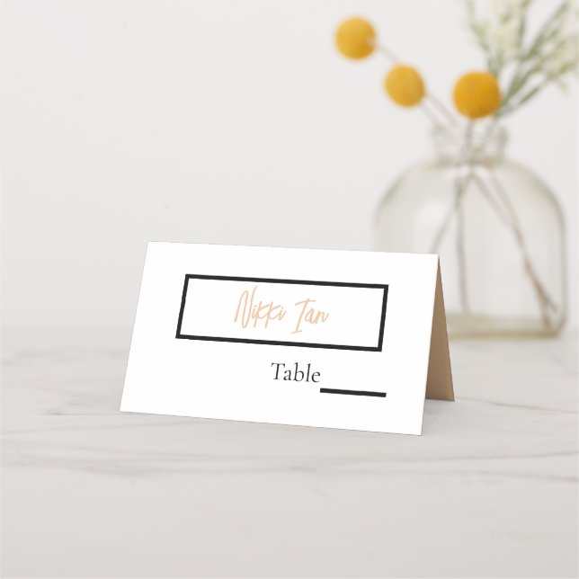 Minimalist Classy Simple Personalized Wedding Fold Place Card (Front)