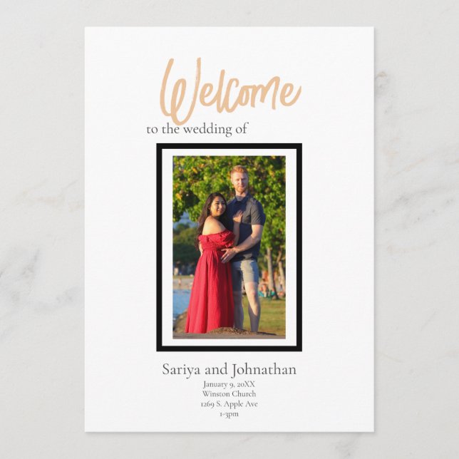 Minimalist Classy Simple Personalized Wedding Program (Front)