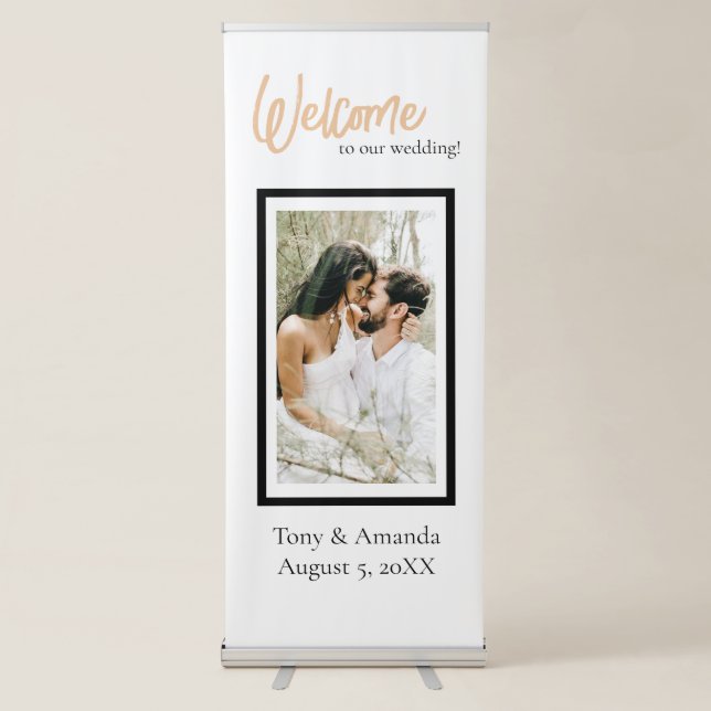 Minimalist Classy Simple Personalized Wedding Retractable Banner (Front)