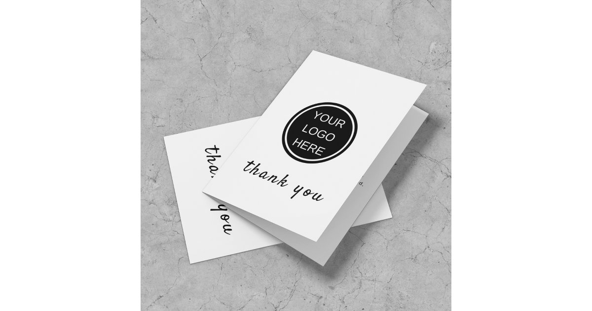 Minimalist Clean Black White Business Logo Script Thank You Card | Zazzle