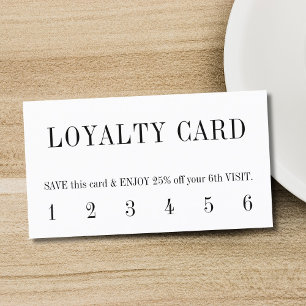 Minimalist Clean Black White Salon Loyalty Card