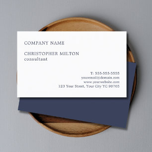 Minimalist Clean Blue White Consultant Business Card