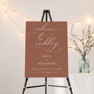 Minimalist Clean Calligraphy Wedding Welcome Sign