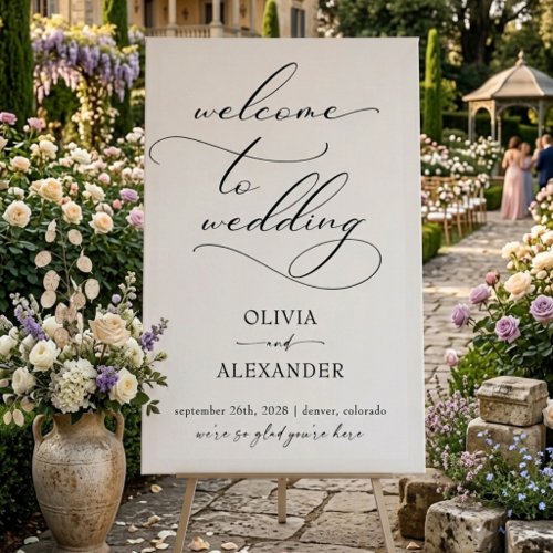 Minimalist Clean Calligraphy Wedding Welcome Sign