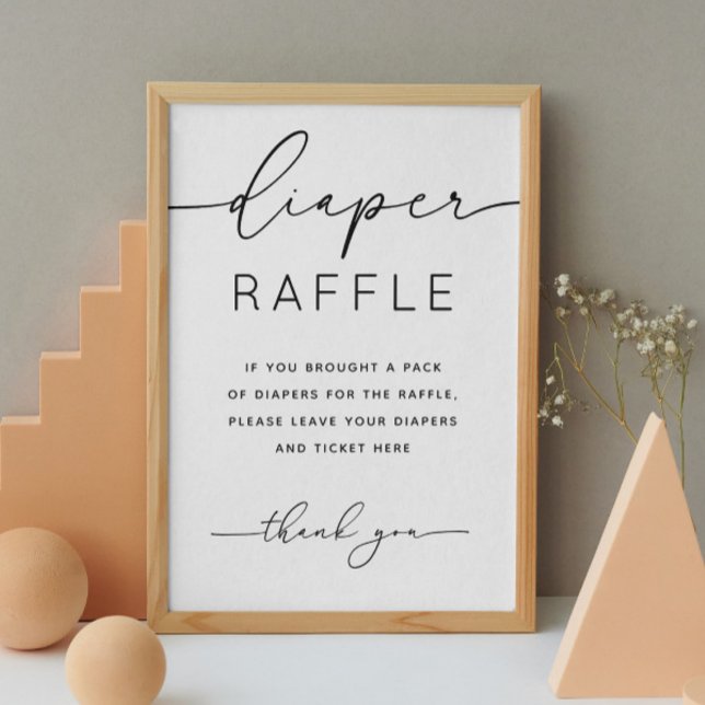 Minimalist Clean Diaper Raffle Sign | Baby Shower (Creator Uploaded)