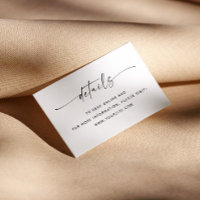 Minimalist clean script wedding details + QR Code