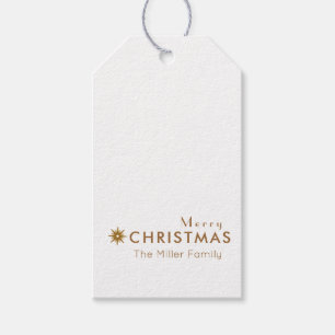 Minimalist Clean Simple Gold Merry Christmas Gift Tags