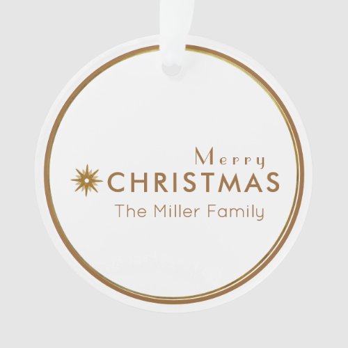  Minimalist Clean Simple Gold Merry Christmas Ornament