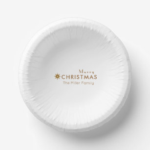 Minimalist Clean Simple Gold Merry Christmas Paper Bowls