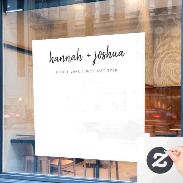 Minimalist Clean Simple Wedding Day Photo Backdrop Window Cling (Cafe Window)