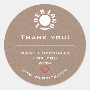 Minimalist Clean Vintage Red Heart Thank You Logo Classic Round Sticker