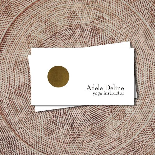 Minimalist Clean White Copper Circle Yoga Business Card