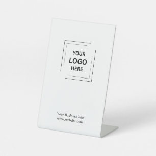 Minimalist Clean White Design Custom Business Pedestal Sign