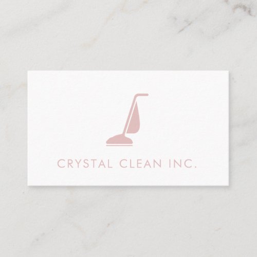 Minimalist Cleaning Service Vacuum Blush White Business Card