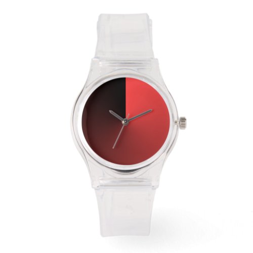 Minimalist Clear with Black and Coral Red Dial Watch