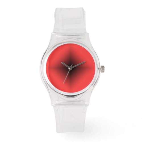 Minimalist Clear with Black and Coral Red Dial Watch