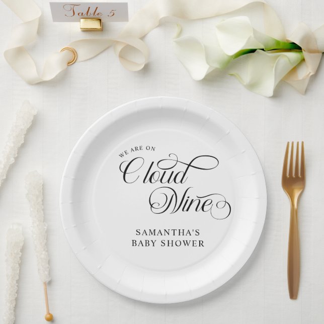 Minimalist Cloud Nine Baby Shower Paper Plates (Wedding)
