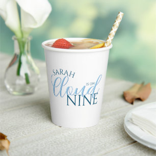 Minimalist Cloud nine simple script bridal shower Paper Cups