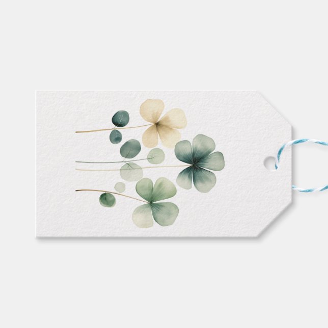 Minimalist Clovers Gift Tag (Front (Horizontal))