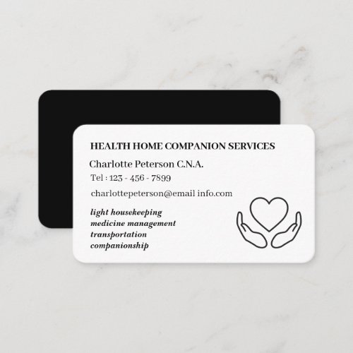 Minimalist CNA Home Health Caregiver  Business Card