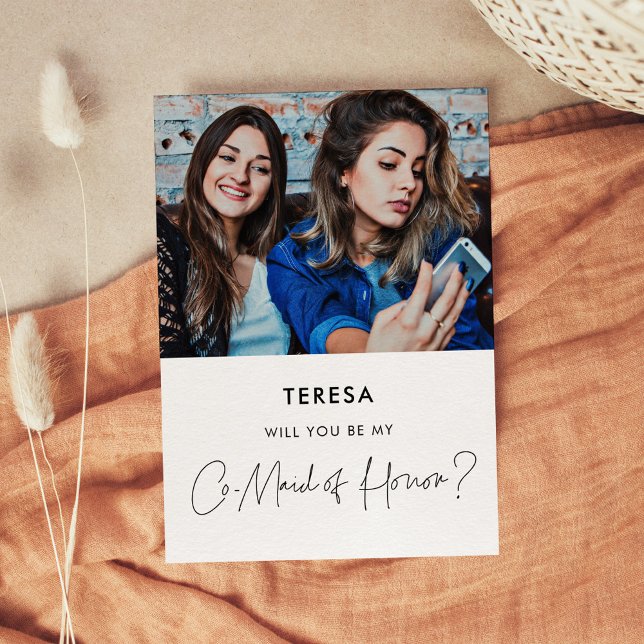 Minimalist Co-Maid of Honor proposal photo card (Creator Uploaded)