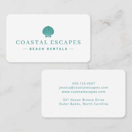 Minimalist Coastal Beach Rental Business Card