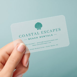 Minimalist Coastal Beach Rental Clear Business Cards