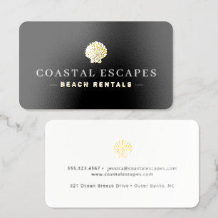 Minimalist Coastal Beach Rental Foil Business Cards