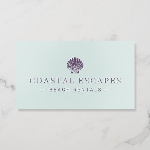 Minimalist Coastal Beach Rental Raised Spot UV Business Card