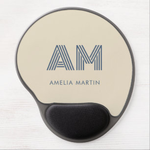 Minimalist Coastal Blue Custom Monogram Sand Gel Mouse Pad