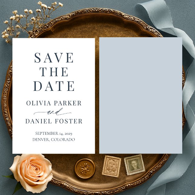 Minimalist Coastal Blue Wedding Save the Date (Creator Uploaded)