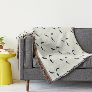 Minimalist coastal Japandi bedroom decor dolphin Throw Blanket