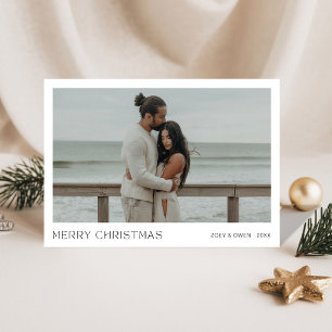 Minimalist Coastal Newlywed Photo Christmas Holiday Card