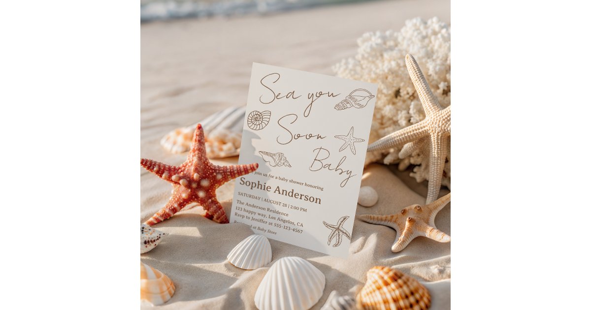 Minimalist Coastal Sea You Soon Baby Shower Invitation | Zazzle