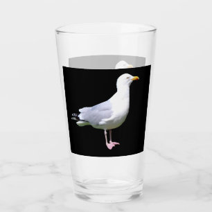 Minimalist Coastal Seagull Standing Wildlife Art Glass