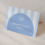 Minimalist Coastal Wedding Individual Place Cards<br><div class="desc">Classy and understated coastal-theme individual place card design. Could also be used as food labels / buffet cards. All colors (stripes, background arch, icons, and of course font colors) can be edited by you from inside the design tool. Please note this will come as a flat 5x3.5 card that you...</div>