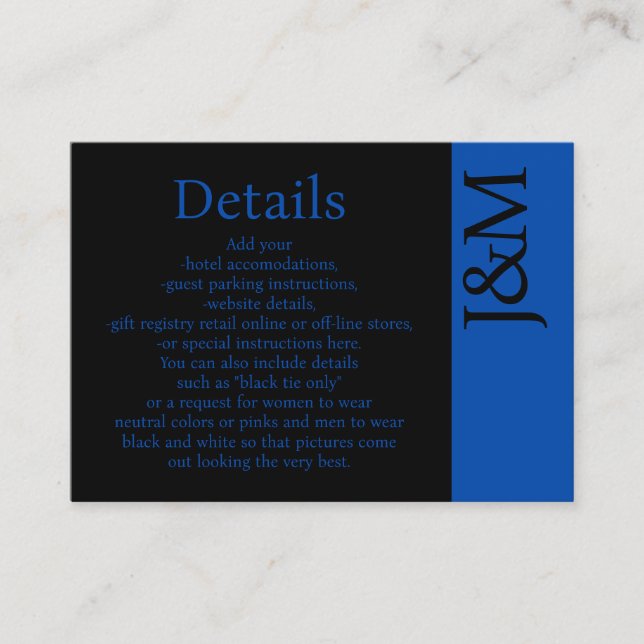 Minimalist Cobalt Blue Enclosure Details Card (Front)