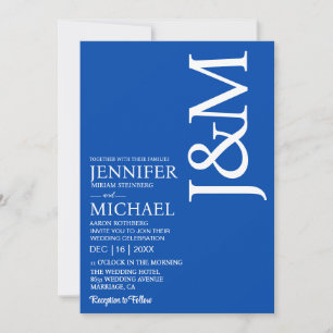 Minimalist Cobalt Blue Ocean Blue Wedding Invitation