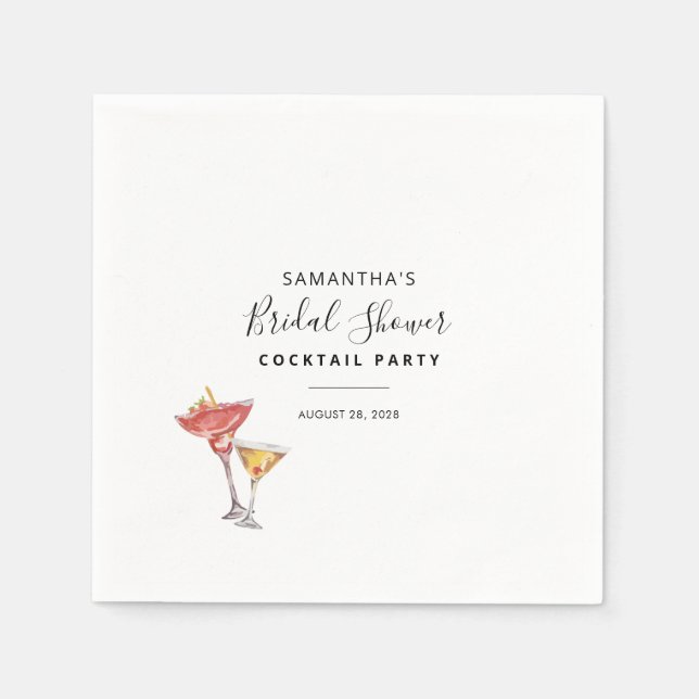 Minimalist Cocktail Party Bridal Shower Paper Napkins (Front)