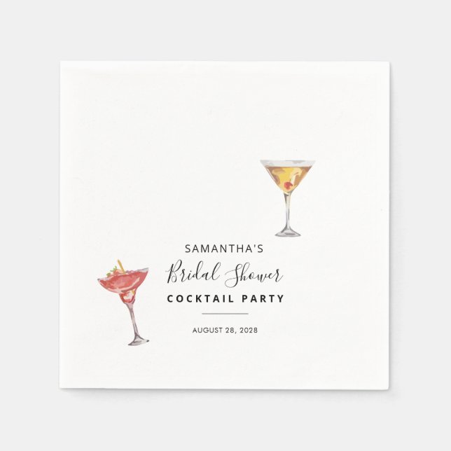 Minimalist Cocktail Party Bridal Shower Paper Napkins (Front)