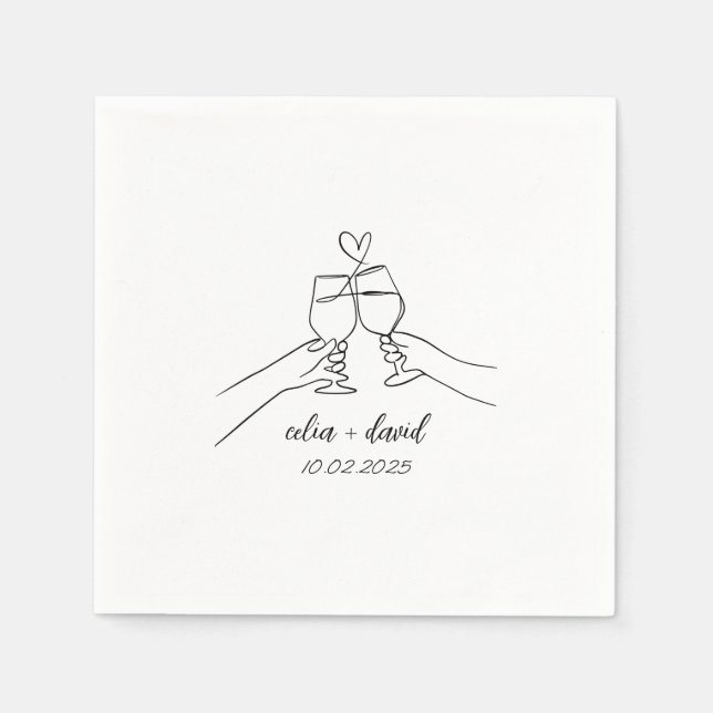 Minimalist cocktail Wedding Party  Napkins (Front)