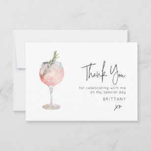 Minimalist Cocktail Wine Thank You Card
