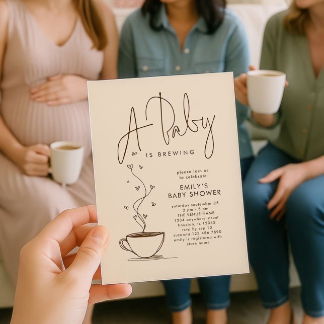 Minimalist Coffee Bean Baby is Brewing Shower  Invitation (Creator Uploaded)