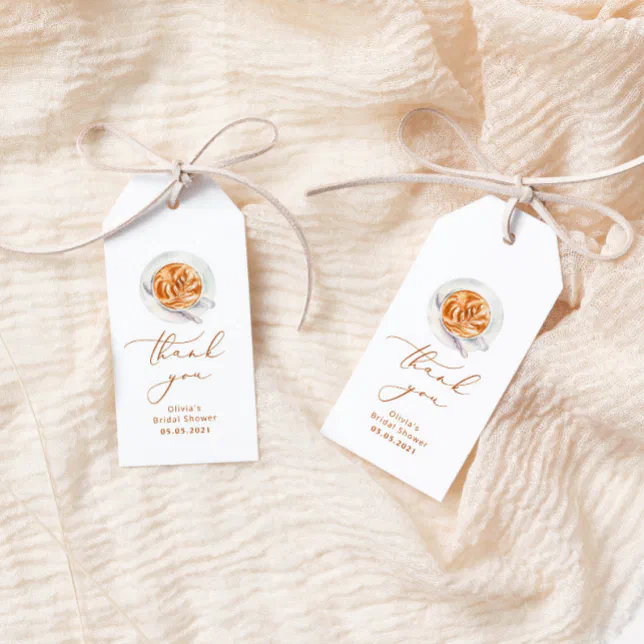 Minimalist coffee bridal shower thank you tag | Zazzle