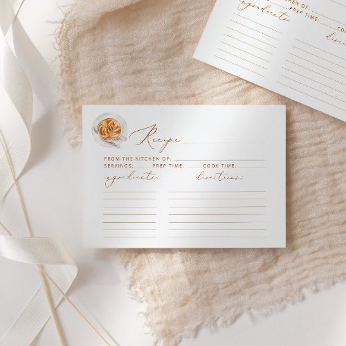 Minimalist coffee cup bridal shower recipe card