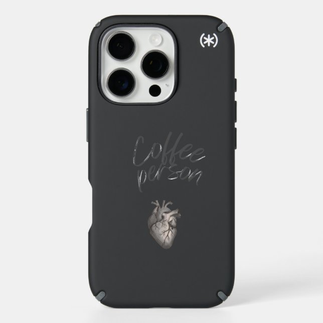 Minimalist Coffee Person Typography Tough Case" Speck iPhone Case (Front)